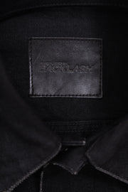ISAMU KATAYAMA BACKLASH - Button up denim jacket with leather sleeves