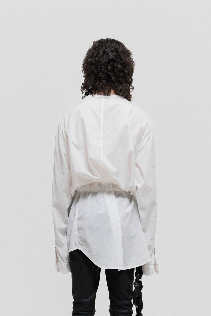 ANN DEMEULEMEESTER - Long dress shirt with waist straps