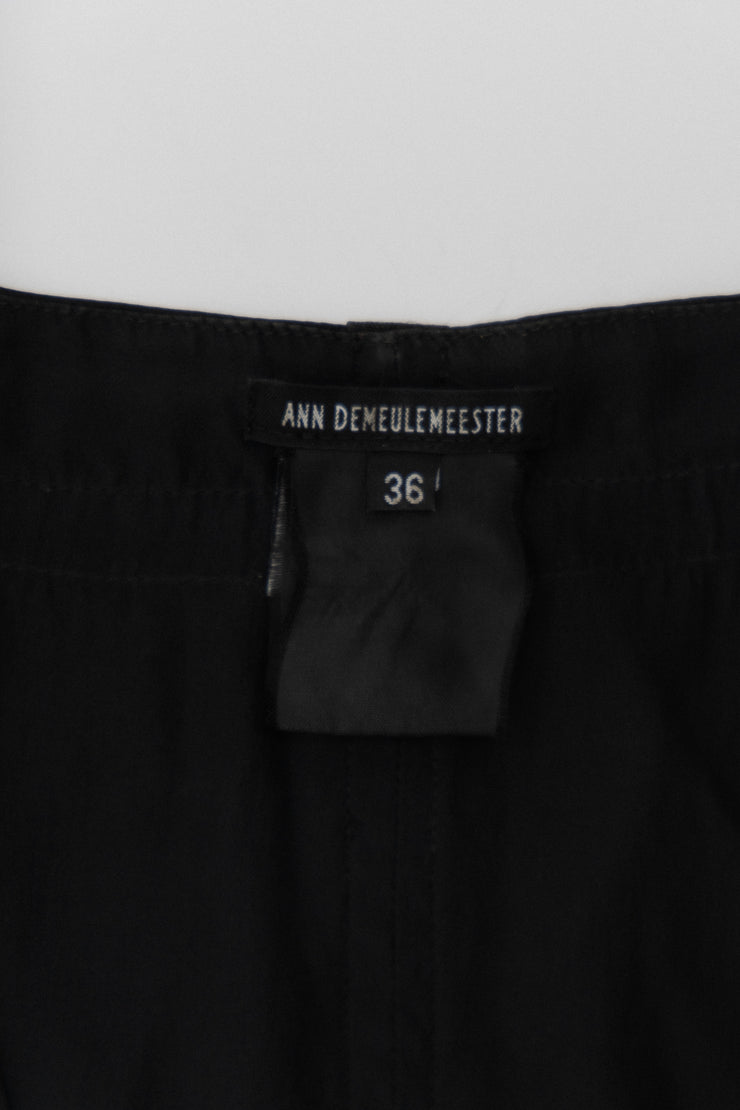 ANN DEMEULEMEESTER - Satin v neck dress with back straps (early 00&