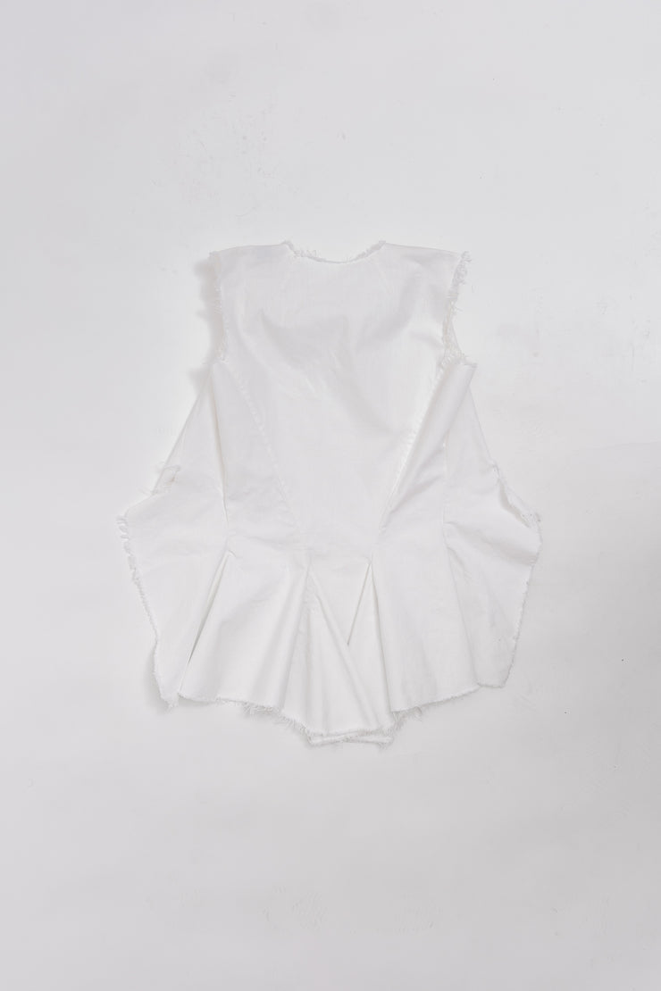 COMME DES GARCONS - SS04 White vest with frayed hems