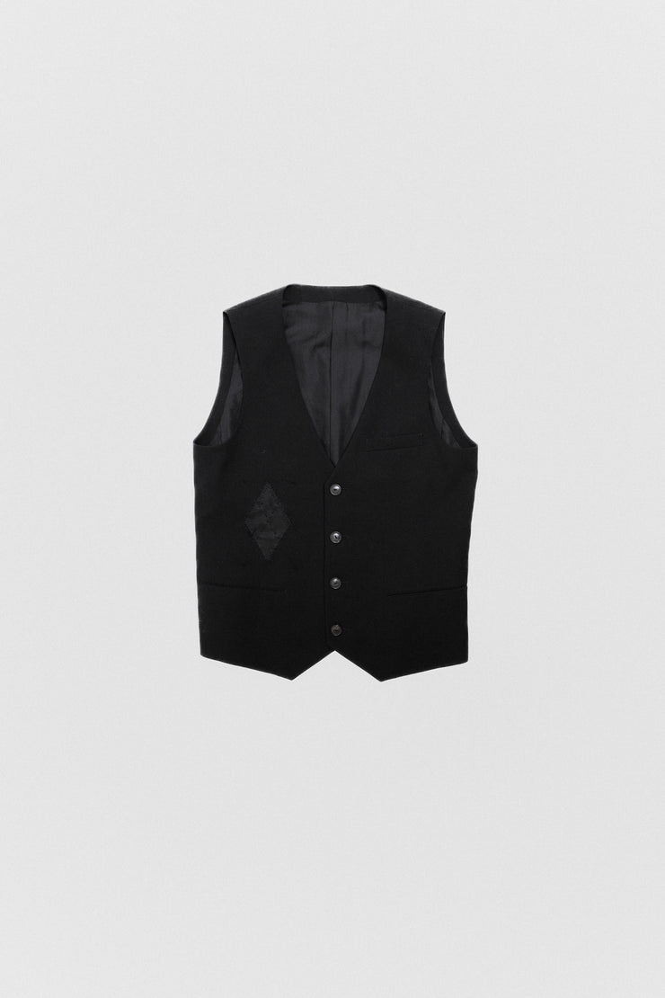 NUMBER (N)INE - FW06 "Noir" Button up waistcoat with patch detail (runway)