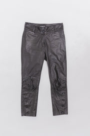 ANN DEMEULEMEESTER - Leather pants with reinforced knees and side buttoning (early 00's)
