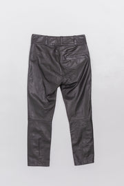 ANN DEMEULEMEESTER - Leather pants with reinforced knees and side buttoning (early 00's)