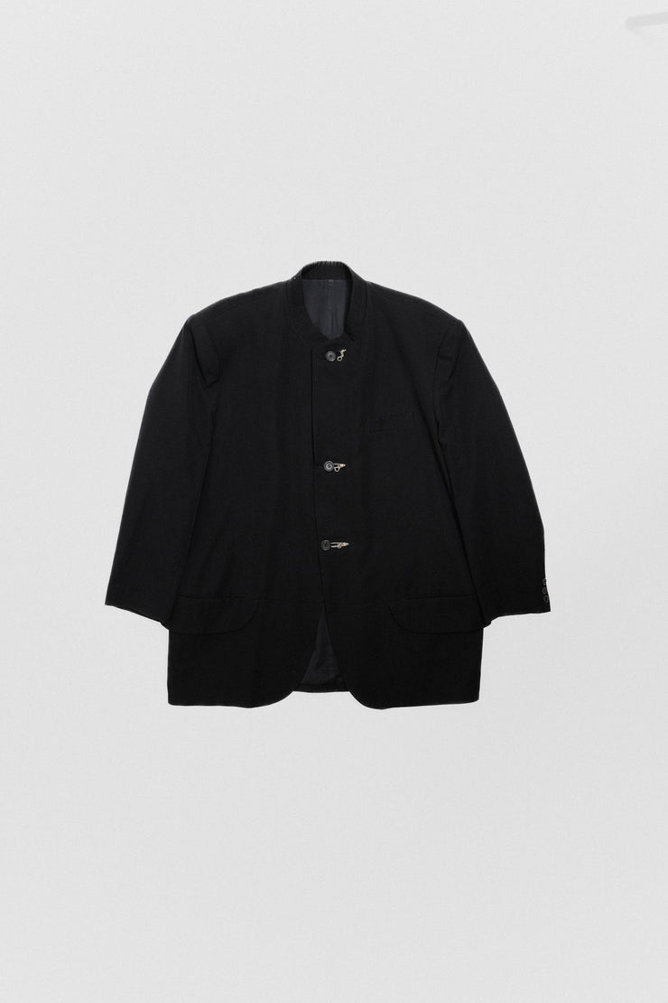 YOHJI YAMAMOTO POUR HOMME - FW86-87 Gabardine jacket with zipped button holes and faux flap pockets