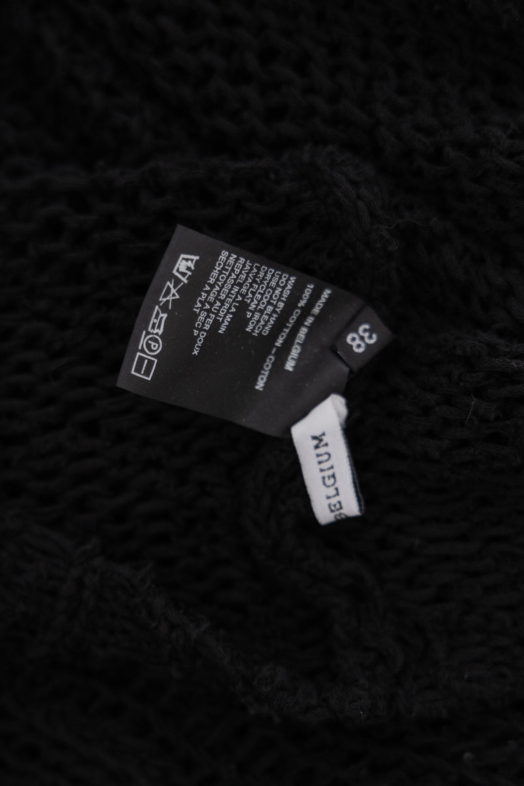 ANN DEMEULEMEESTER - SS03 Cotton net sweater with distressing and