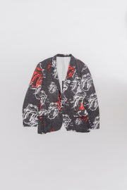 COMME DES GARCONS HOMME PLUS - SS06 "Rip&Tongue" Wool jacket with all over pattern of the Rolling Stones logo (runway)
