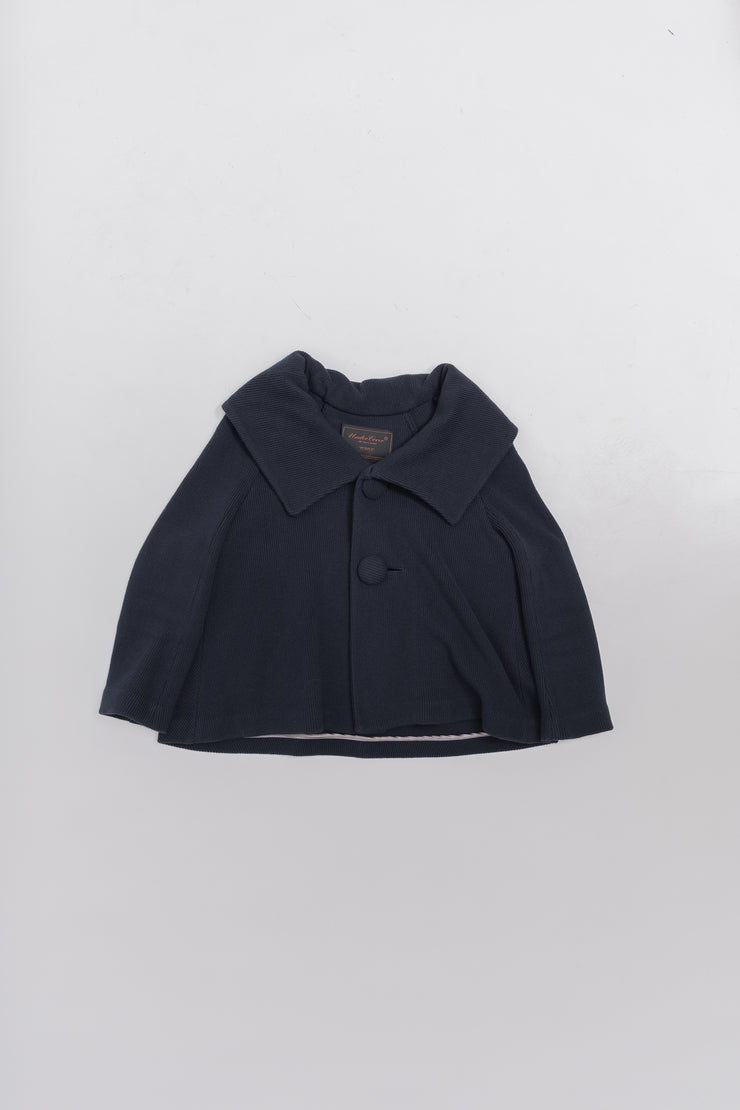 UNDERCOVER - SS07 "PURPLE" Navy jacket with a wide collar and fabric buttons (runway)