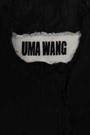 UMA WANG - Lightweight wrinkled coat made of different fabrics with frayed edges