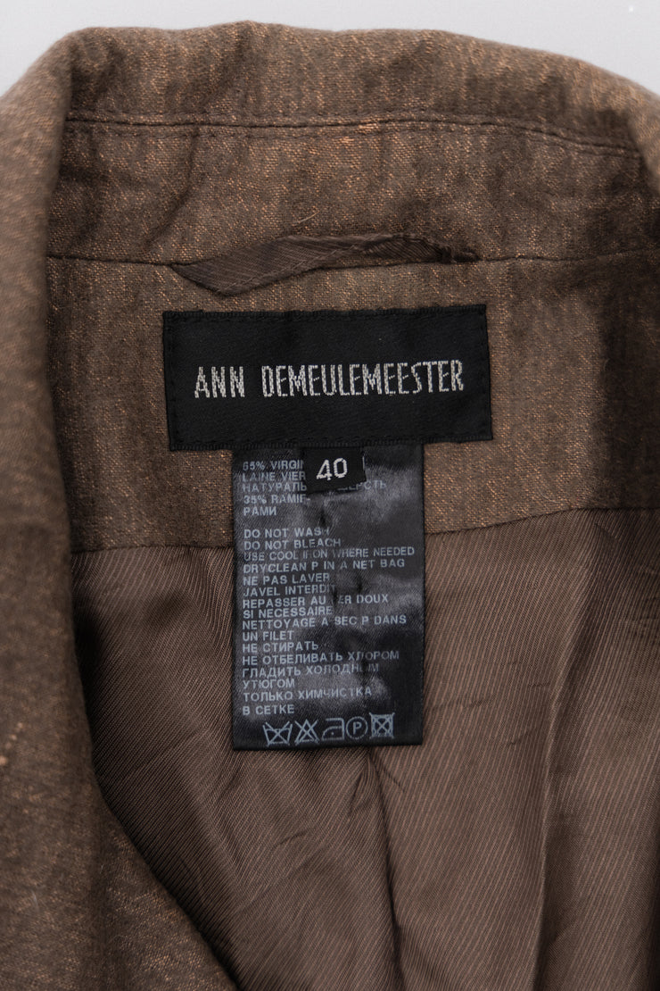 ANN DEMEULEMEESTER - FW06 Wool and ramie blend double breasted jacket (runway)