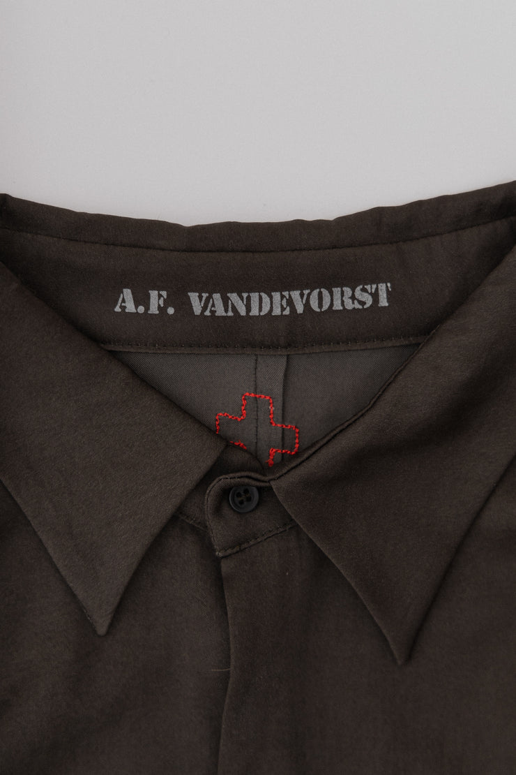 A.F VANDEVORST - Khaki button up shirt with a front drape (early 00&