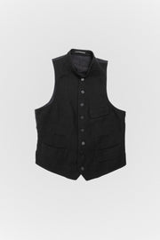 YOHJI YAMAMOTO POUR HOMME - FW11 Button up cotton vest with pocket details and collar slit (runway)
