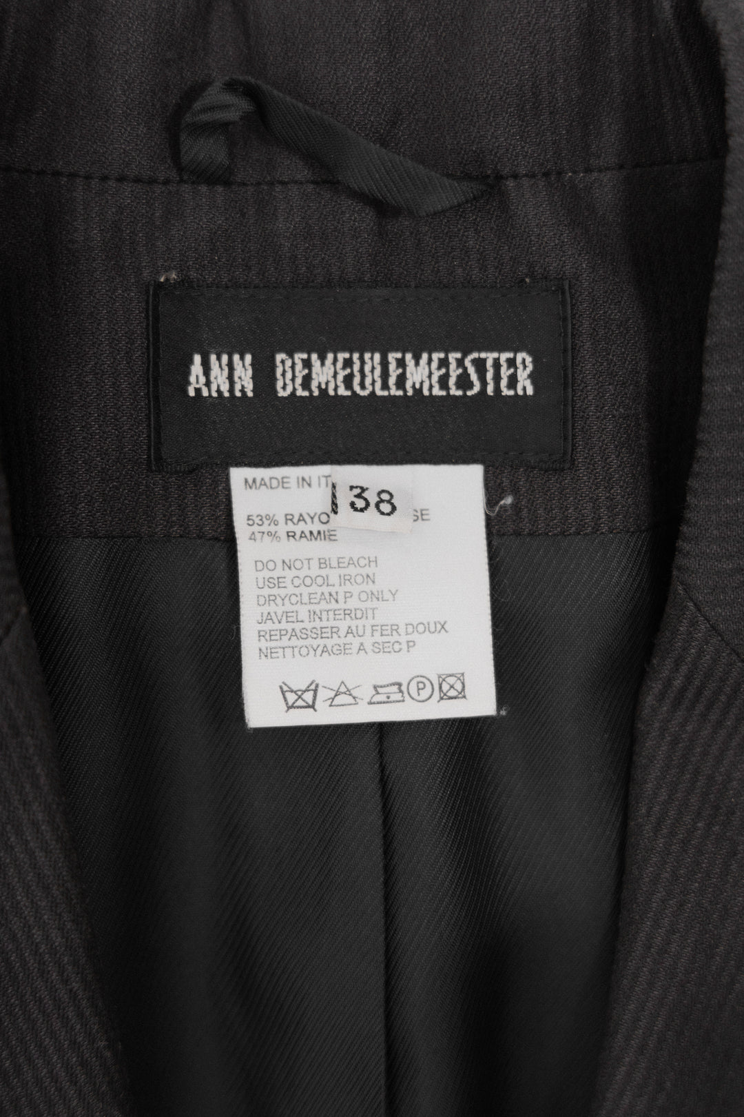 ANN DEMEULEMEESTER - FW00 Long striped jacket with straps