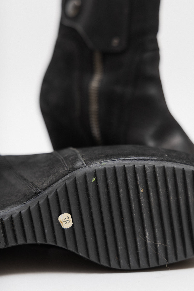 RICK OWENS - Suede leather wedge boots – L'OBSCUR