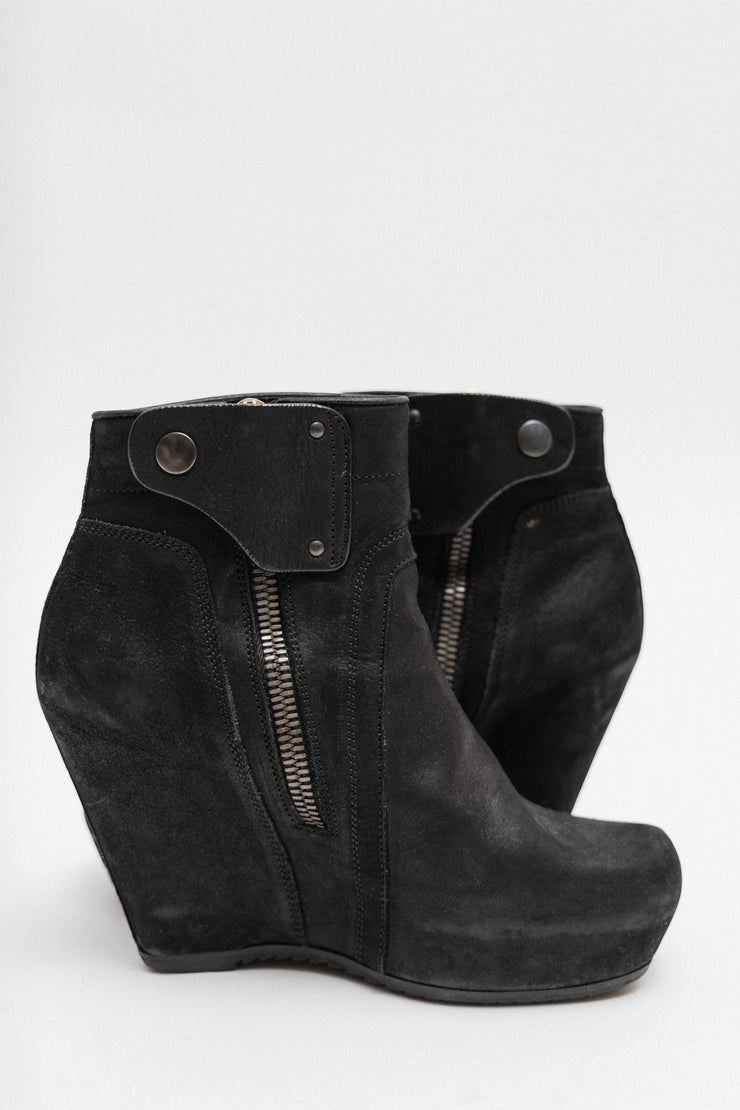 RICK OWENS - Suede leather wedge boots