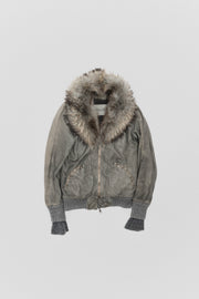 GIORGIO BRATO - Raccoon fur leather jacket with double cuffs