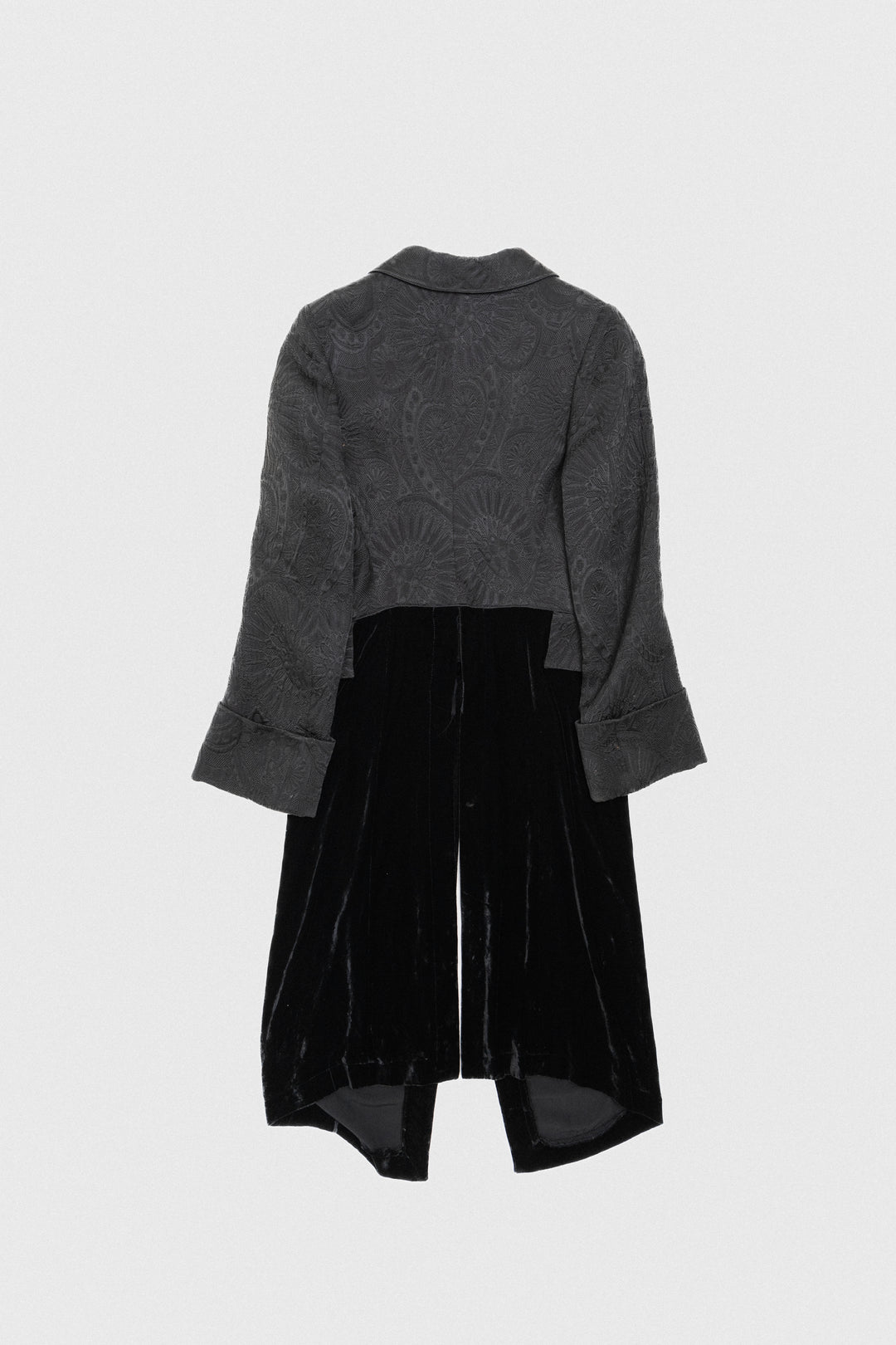 ANN DEMEULEMEESTER - FW93 Long patterned coat with velvet lapels