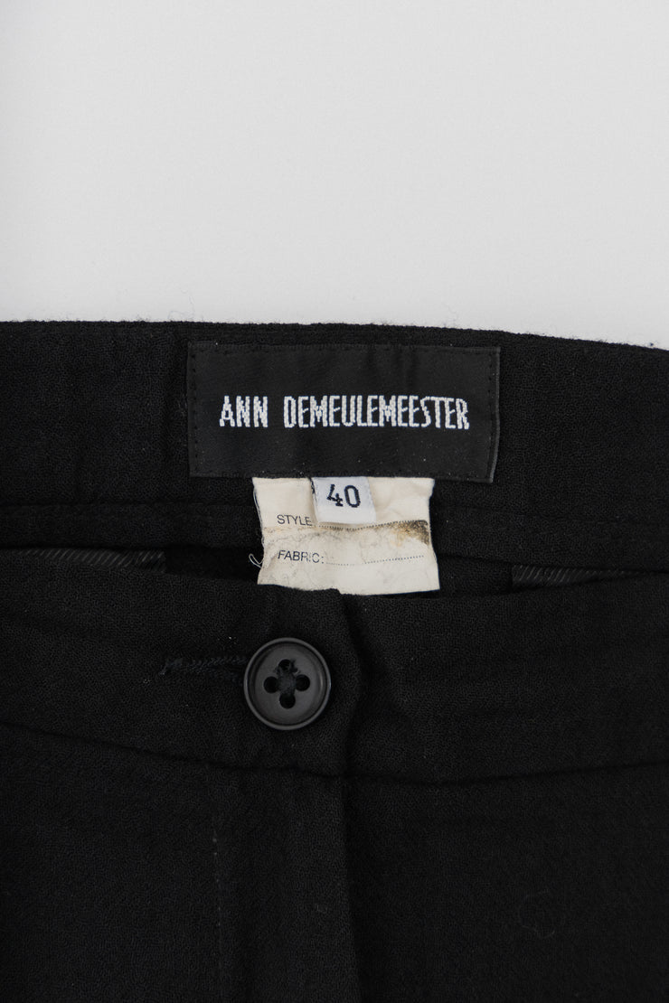 ANN DEMEULEMEESTER - Fleece wool pants with a waist strap