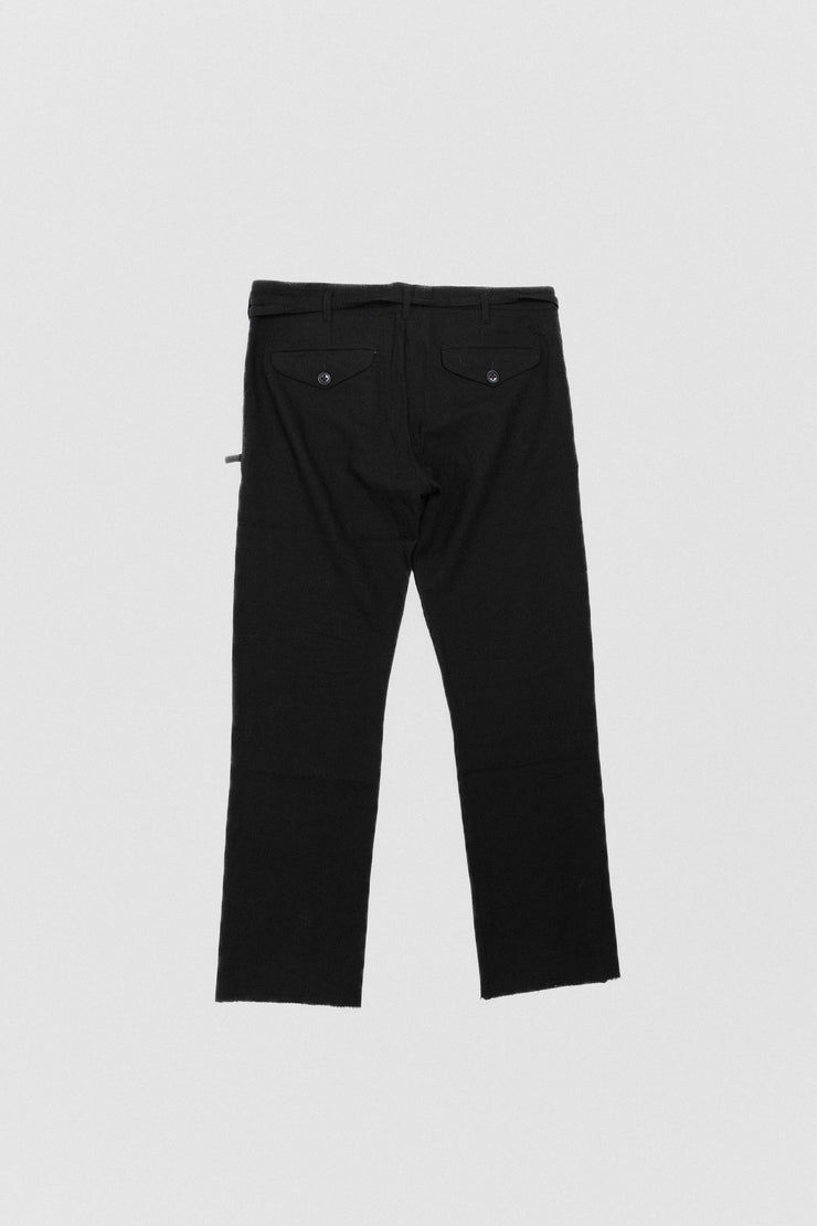 ANN DEMEULEMEESTER - Fleece wool pants with a waist strap