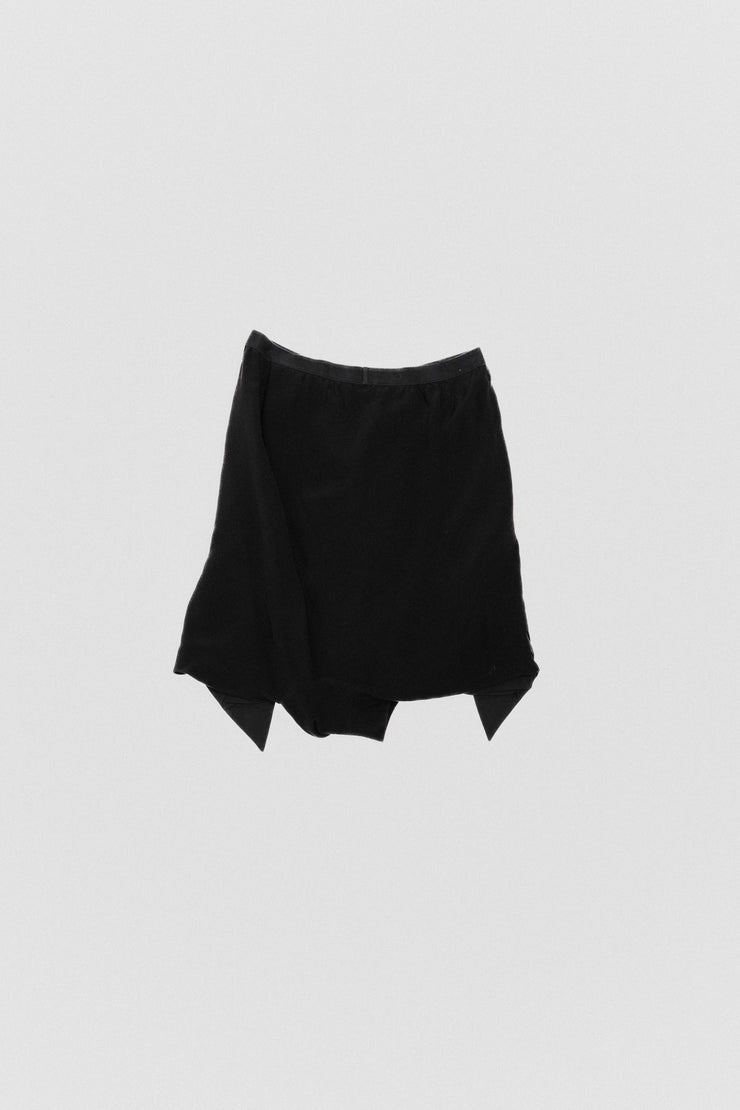 RICK OWENS - SS10 "RELEASE" Silk blend mini shorts with pleated front panels (runway)