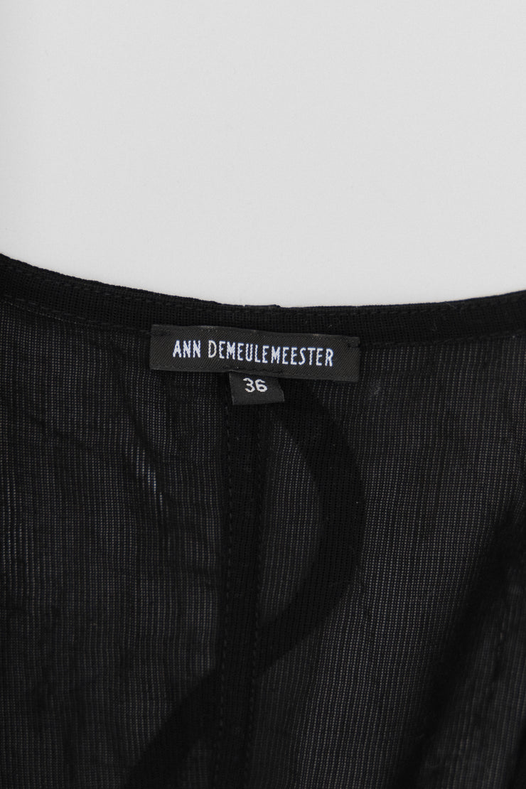 ANN DEMEULEMEESTER - SS09 Cotton vest with embroidered back panels and waist straps