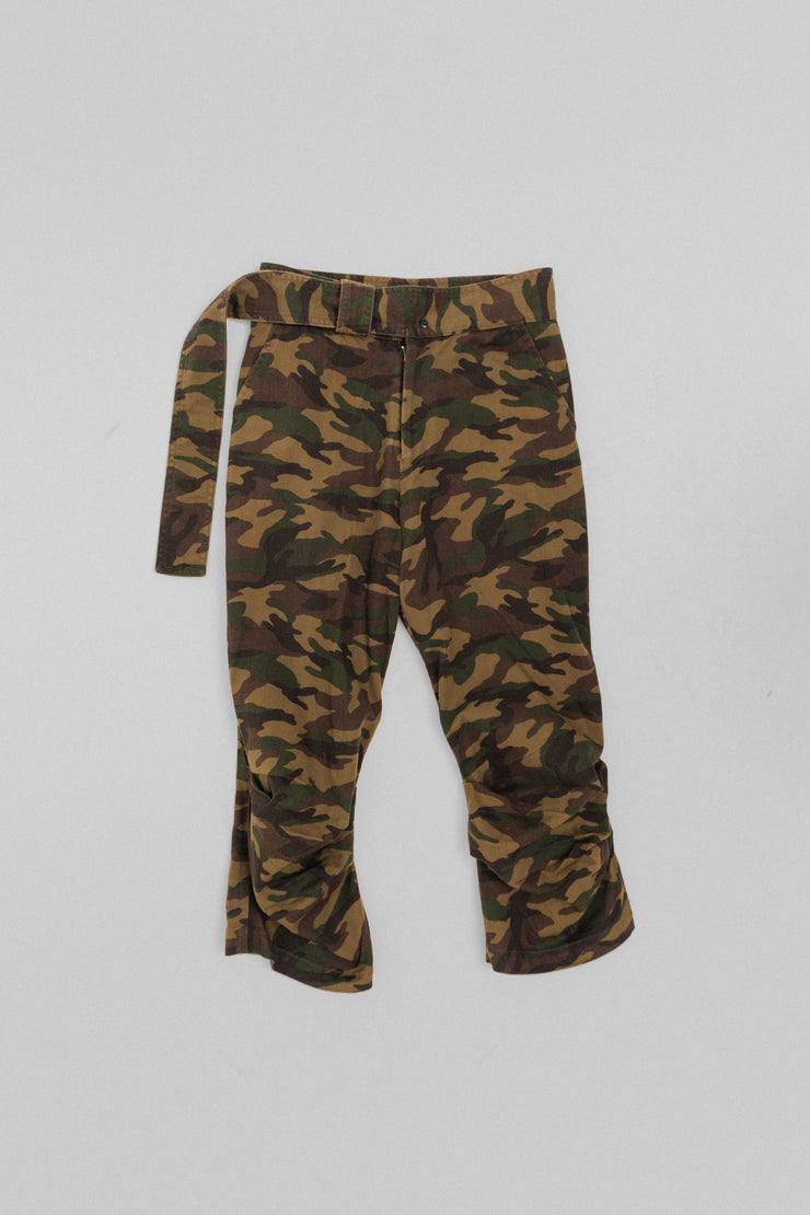 YOHJI YAMAMOTO - SS06 Camouflage cotton pants with bottom frills (runway)