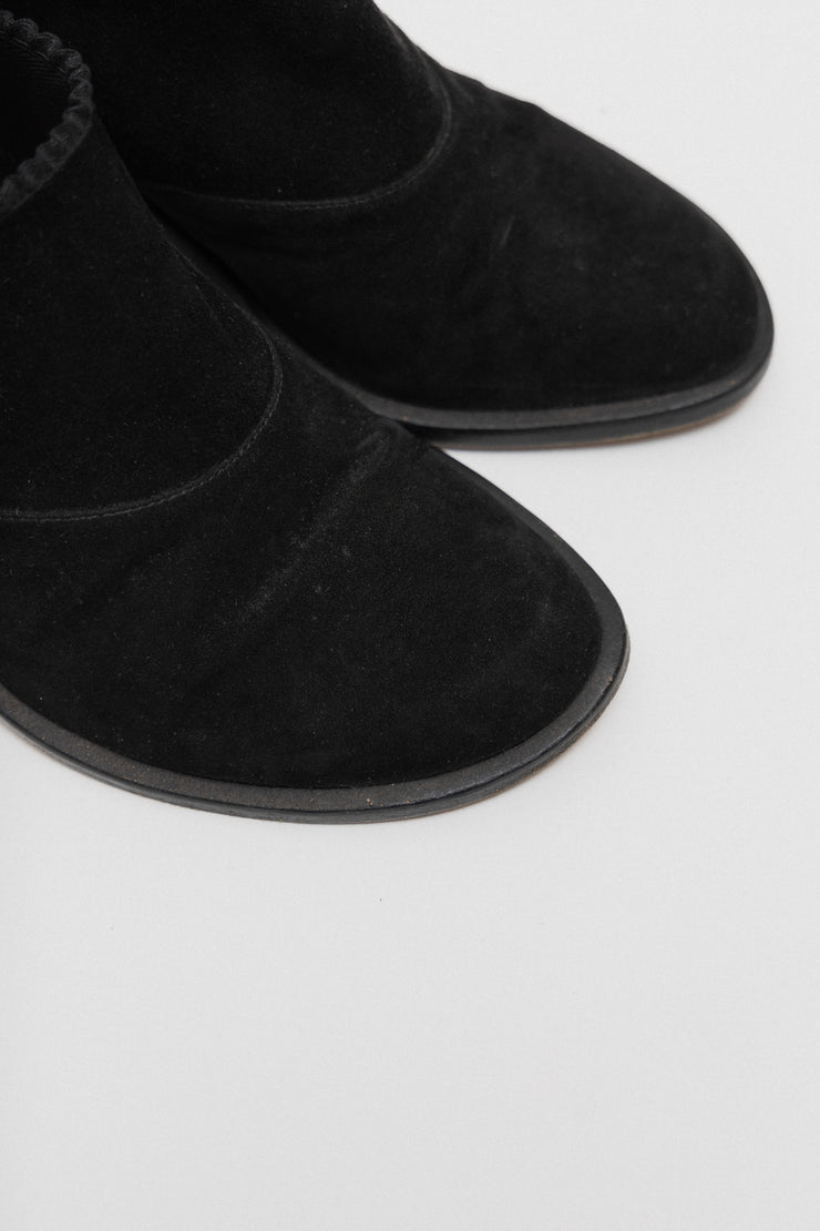 ANN DEMEULEMEESTER - Velvet heels with frilled ankles (late 90&