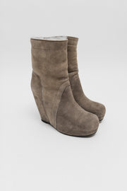 RICK OWENS - Shearling suede leather wedge boots