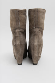 RICK OWENS - Shearling suede leather wedge boots