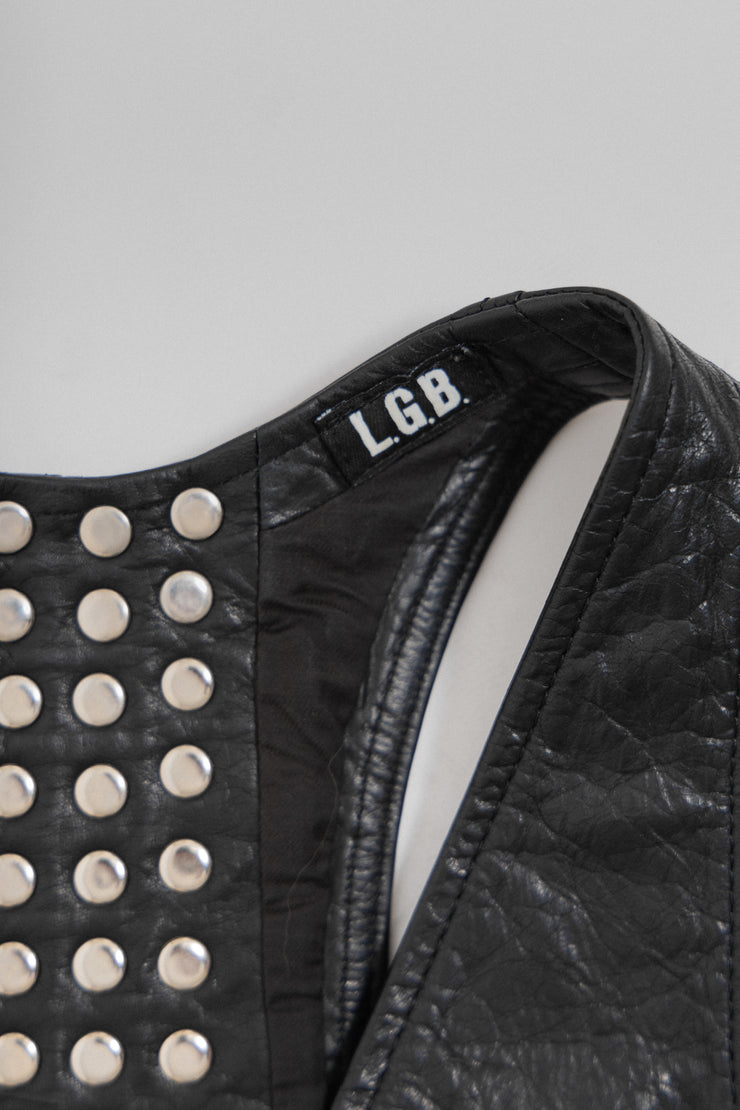 L.G.B - Calf leather cropped vest with back studs