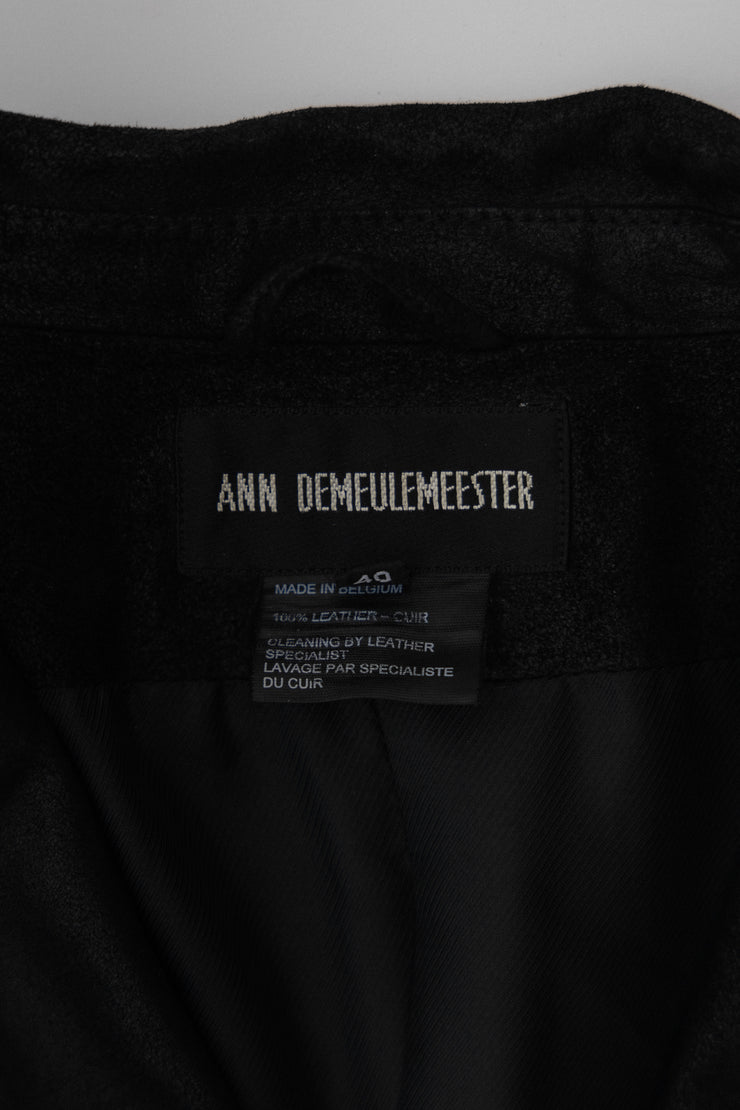 ANN DEMEULEMEESTER - Double breasted leather coat (early 00&