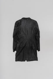 ANN DEMEULEMEESTER - Double breasted leather coat (early 00's)