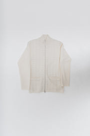 YOHJI YAMAMOTO Y'S FOR MEN - Cream textured wool sweater with a zipper closure (early 00's)