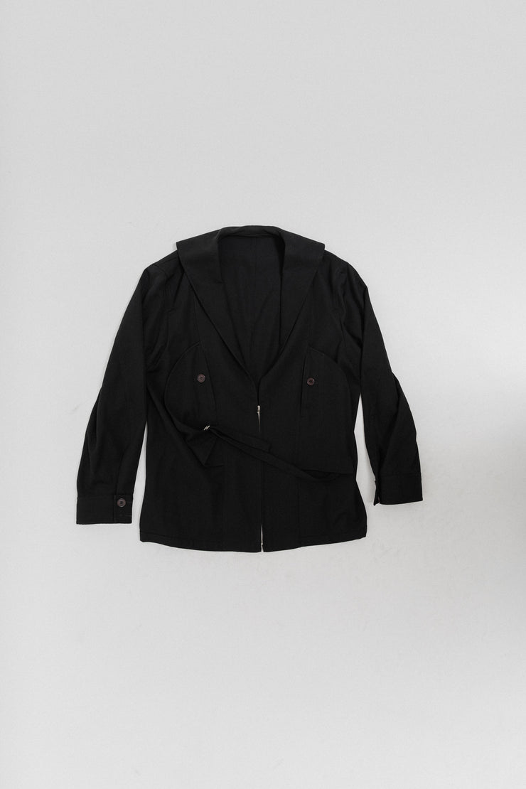 YOHJI YAMAMOTO - Gabardine sailor jacket with outward pockets and decorated cuffs (late 80&