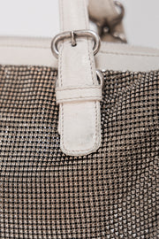 MAISON MARTIN MARGIELA - White leather hanbag with studded panels