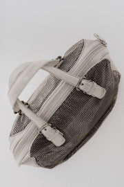 MAISON MARTIN MARGIELA - White leather hanbag with studded panels