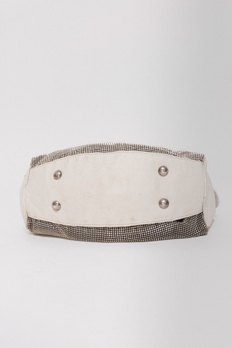 MAISON MARTIN MARGIELA - White leather hanbag with studded panels