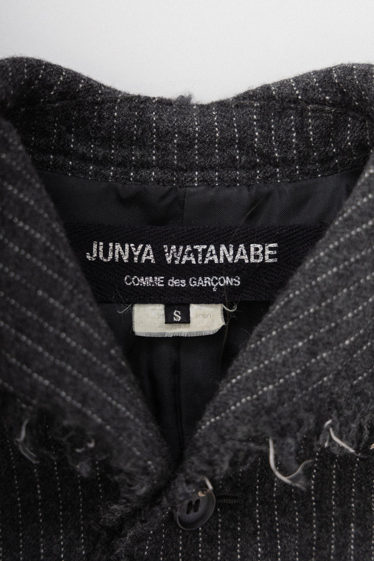 JUNYA WATANABE - FW03 Pinstripe jacket with frayed hems (runway)