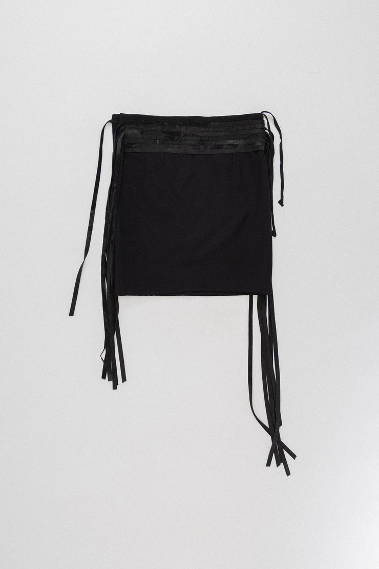 ANN DEMEULEMEESTER - FW02 Wrap up skirt with leather straps