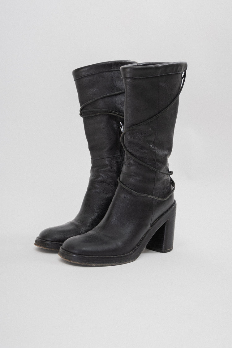 819　ANN DEMEULEMEESTER アイボリー レザー Raven Sneakers Black – Ann Demeulemeester