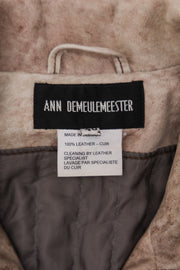 ANN DEMEULEMEESTER - FW02 Leather rider jacket with front straps