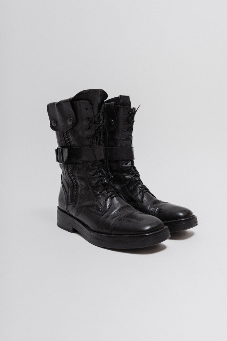 ANN DEMEULEMEESTER - FW03 Signature lace up leather boots (runway)