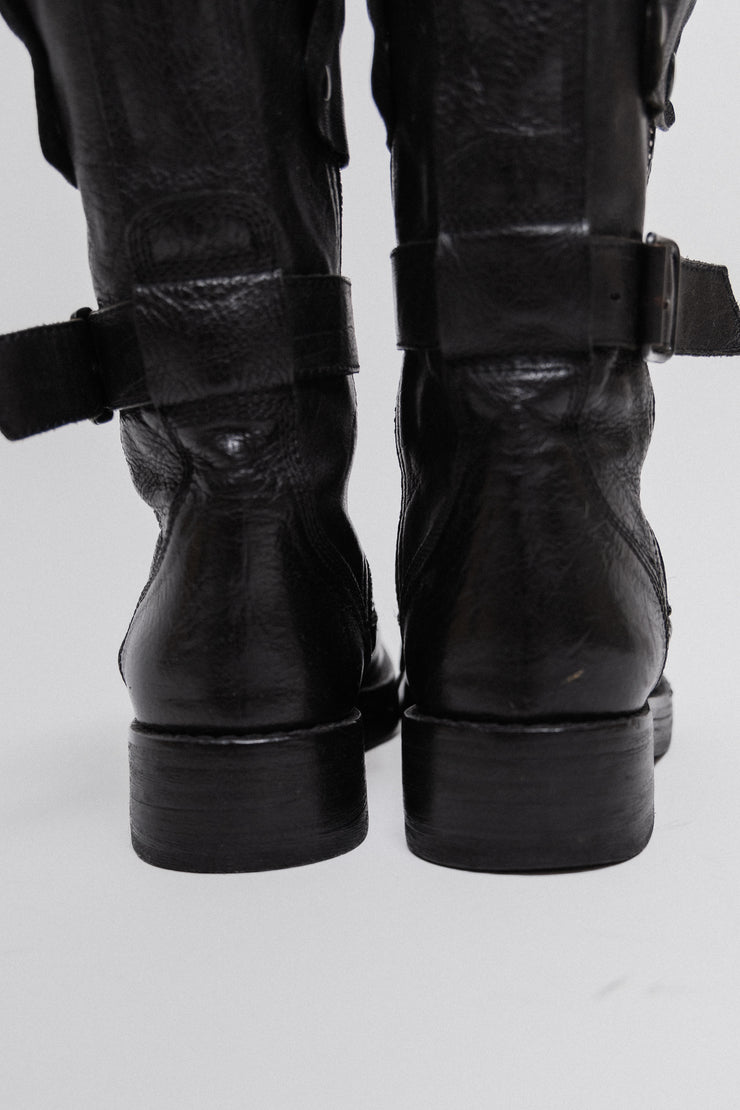 ANN DEMEULEMEESTER - FW03 Signature lace up leather boots (runway)