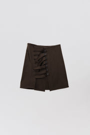A.F VANDEVORST - FW07 Khaki skirt with front straps