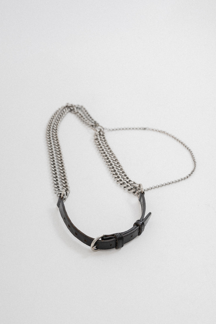 ANN DEMEULEMEESTER - Leather double chain belt