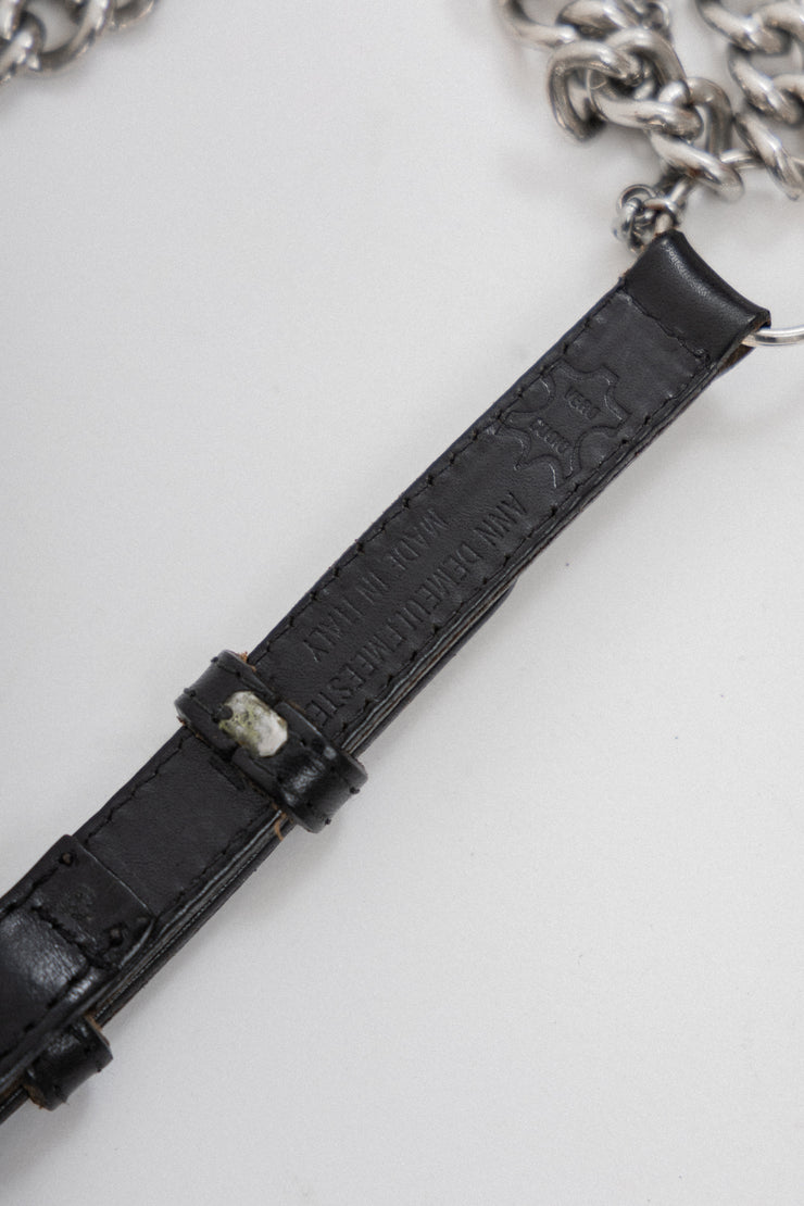 ANN DEMEULEMEESTER - Leather double chain belt