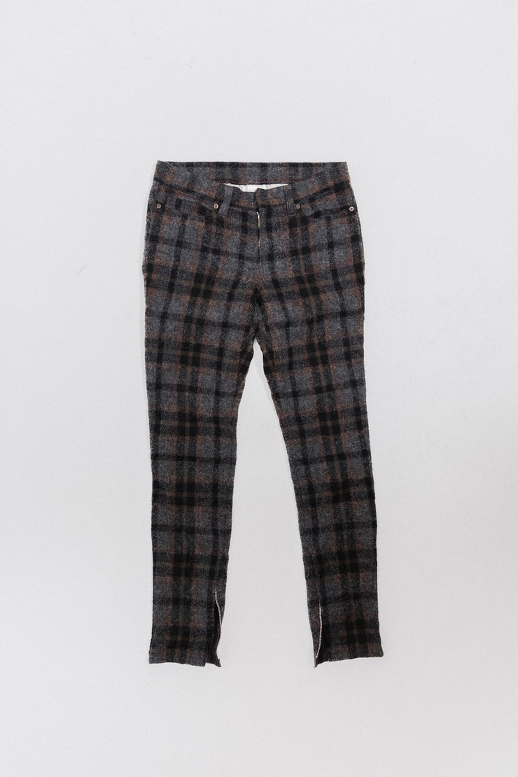 UNDERCOVER - FW04 "But Beautiful...part parasitic, part stuffed" Alpaca plaid pants with decorated lining and zippers
