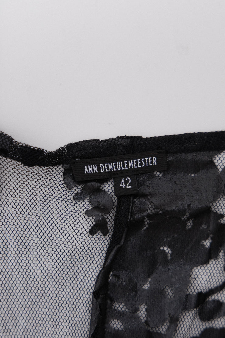 ANN DEMEULEMEESTER - SS14 Button up vest with a mesh back and floral details