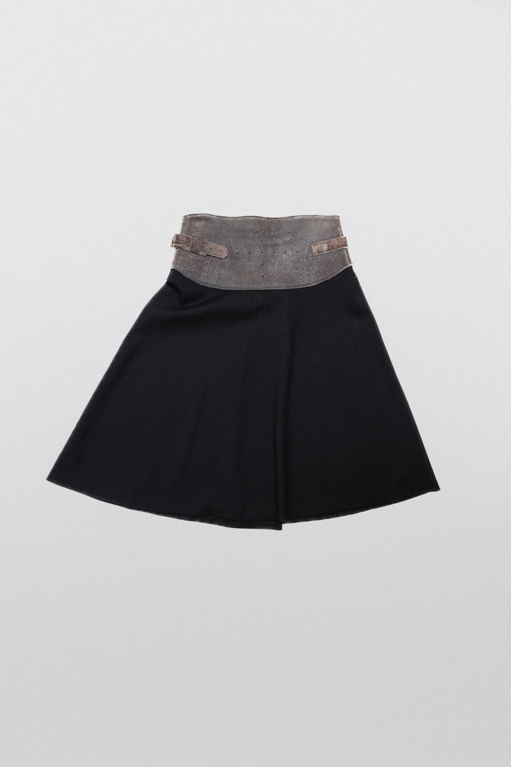 A.F VANDEVORST - FW00 Wool skirt with a leather waist (runway)