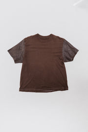 MARTIN MARGIELA - 2004 Artisanal brown cotton t shirt with leather sleeves (line 0/10)