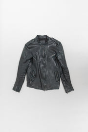 ISAMU KATAYAMA BACKLASH - Petrol blue cow leather rider jacket